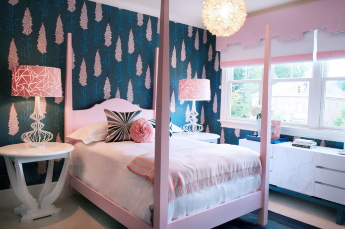 blue-pink interior of a children's room blue-pink interior of a children's room