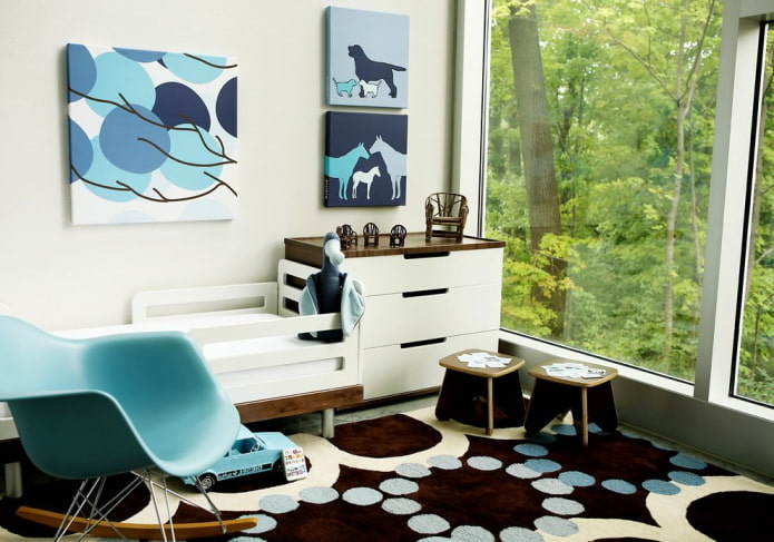 brown and blue interior of the children's room brown and blue interior of the children's room