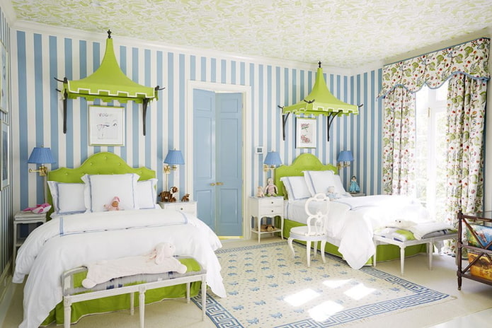 green-blue interior of a children's room green-blue interior of a children's room
