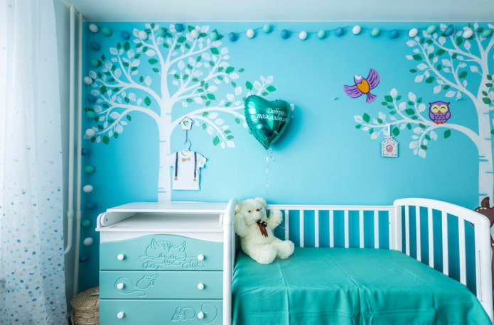 interior design of the nursery in blue tones interior design of the nursery in blue tones