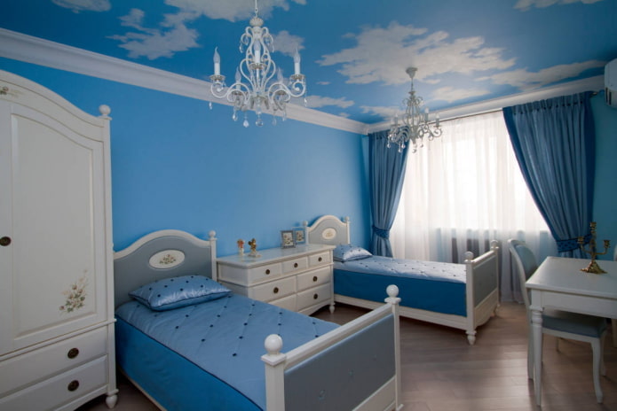 decoration in the interior of the nursery in blue tones decoration in the interior of the nursery in blue tones