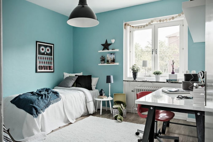 shades of blue in the interior of a children's room shades of blue in the interior of a children's room