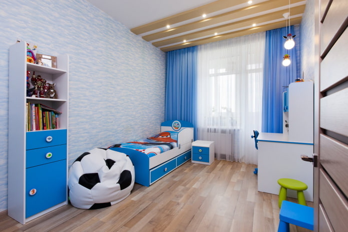 furnishings in the interior of the nursery in blue tones furnishings in the interior of the nursery in blue tones