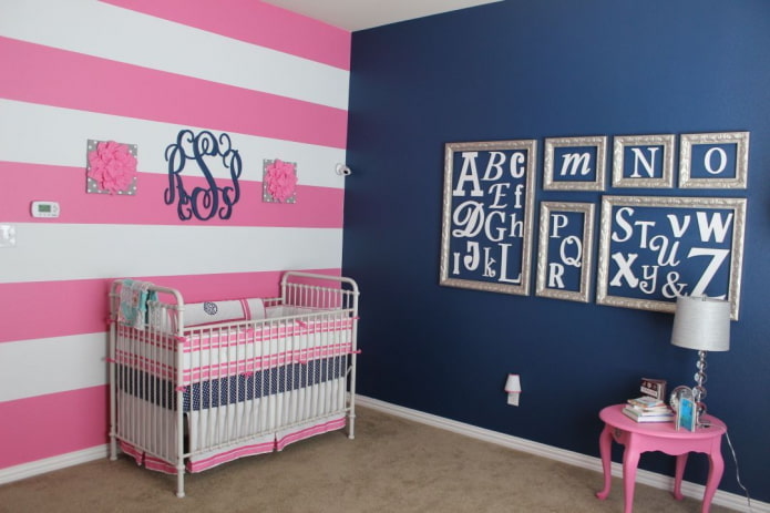 blue-pink interior of a children's room blue-pink interior of a children's room