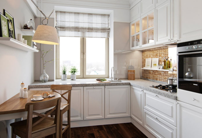 decor and textiles in the interior of a small kitchen