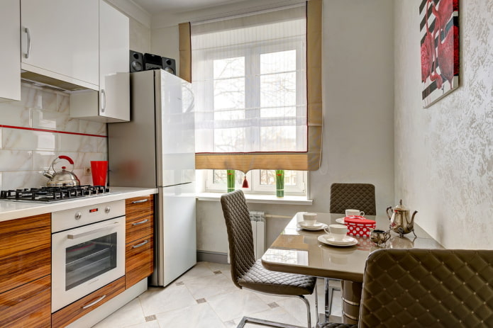 decor and textiles in the interior of a small kitchen