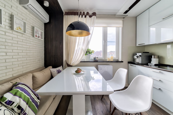 decor and textiles in the interior of a small kitchen