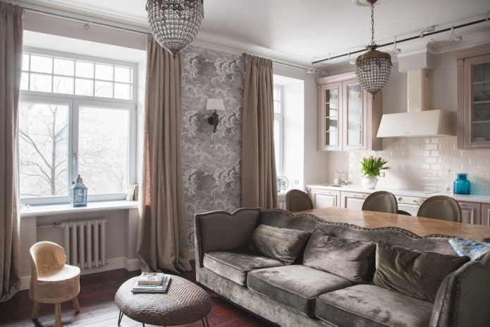 kitchen interior design with living room and dining room