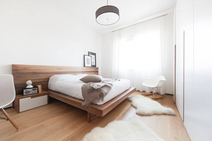 furnishing in the bedroom interior in a minimalist style