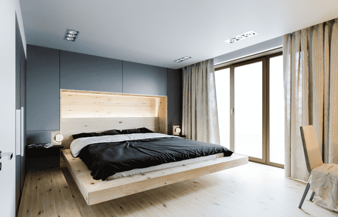 textiles in the interior of the bedroom in a minimalistic style