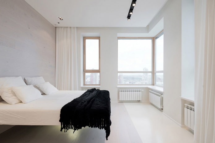 textiles in the interior of the bedroom in a minimalistic style