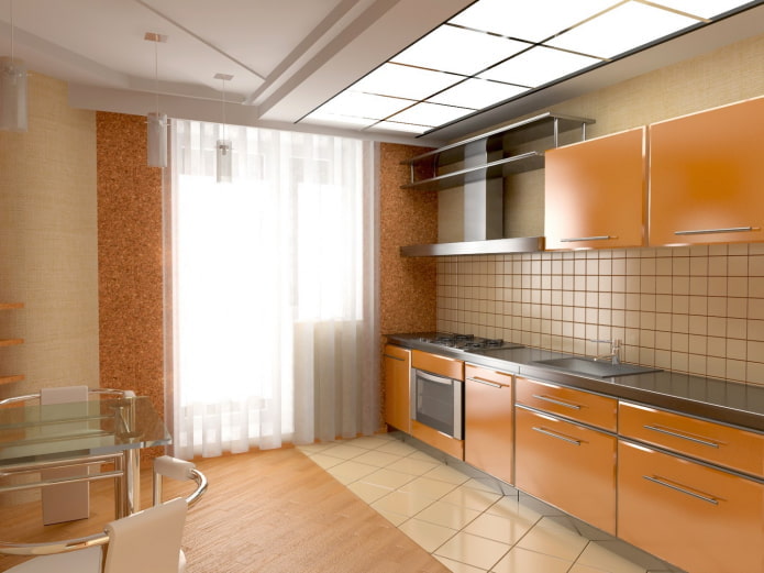 kitchen interior in beige and orange colors kitchen interior in beige and orange colors
