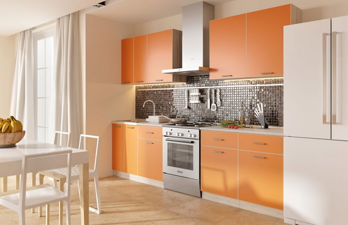 kitchen interior in beige and orange colors kitchen interior in beige and orange colors