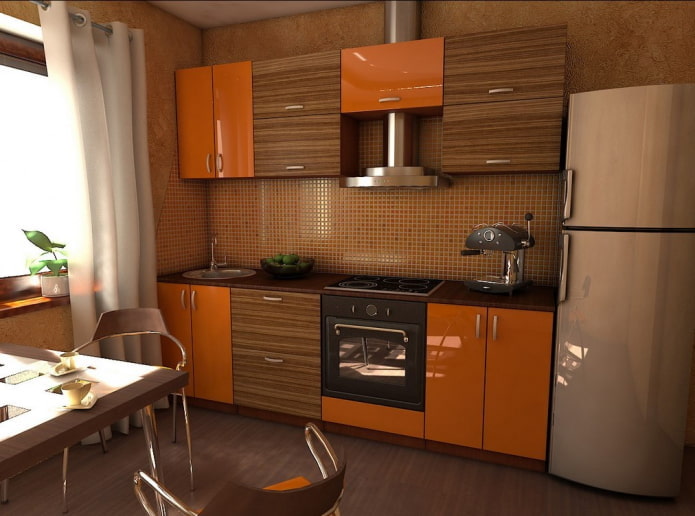 kitchen interior in orange-brown tones kitchen interior in orange-brown tones