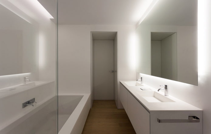 lighting in the interior of the bathroom in the style of minimalism lighting in the interior of the bathroom in the style of minimalism