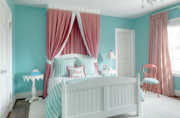 pink and blue bedroom interior