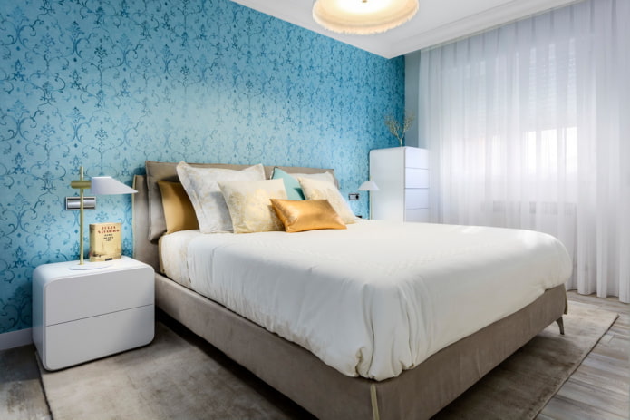 furniture in the interior of the blue bedroom