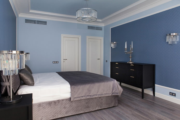blue-blue bedroom interior