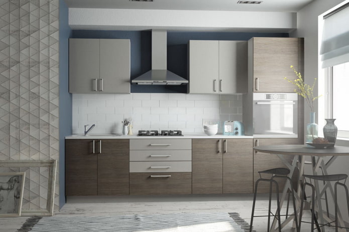 kitchen interior in gray-brown tones