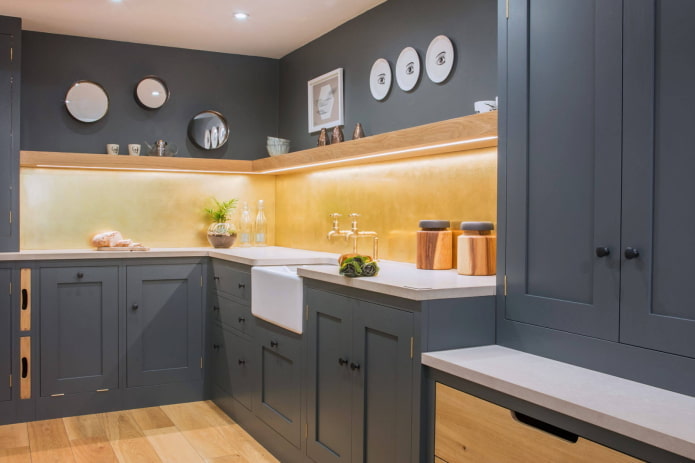 kitchen interior in dark gray