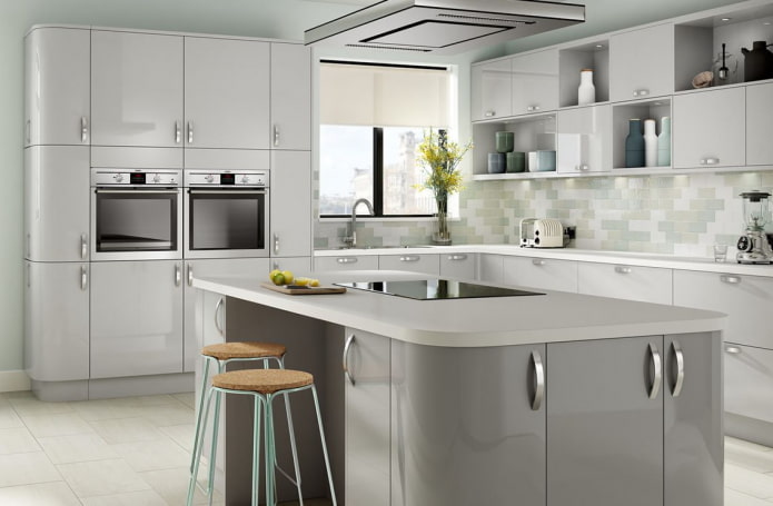kitchen interior in light gray