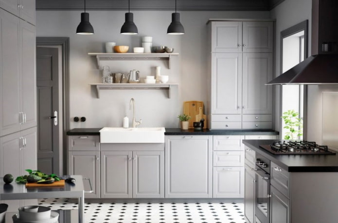 kitchen interior in monochrome