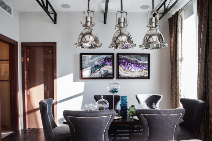 Lamps above the table