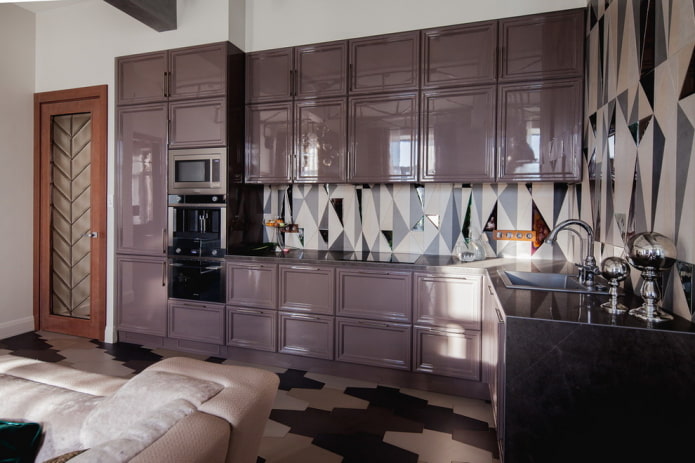 Gray-pink glossy facades