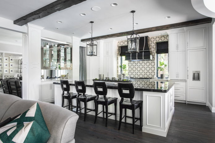 Spacious kitchen with dining area