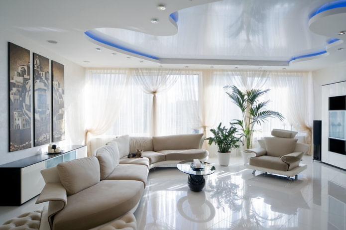 living room decoration in white tones