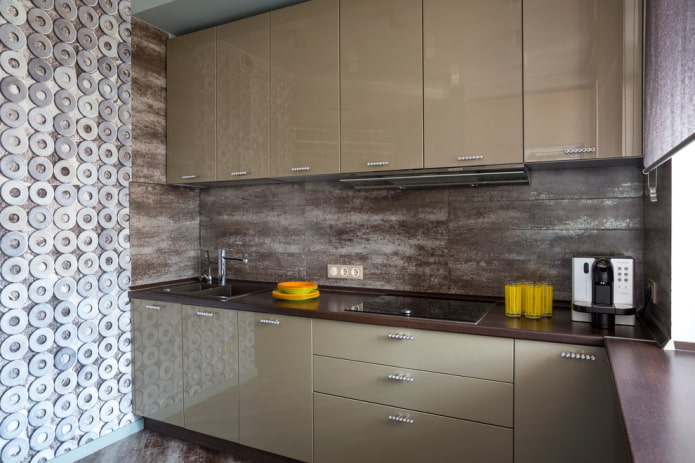 kitchen interior in light brown colors kitchen interior in light brown colors