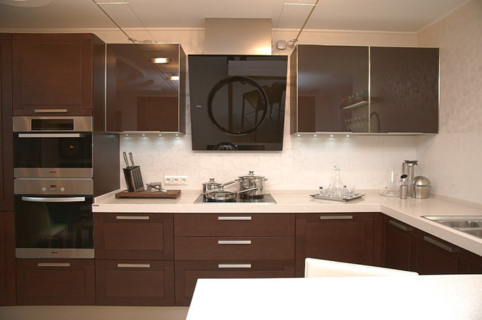 kitchen interior in dark brown tones kitchen interior in dark brown tones