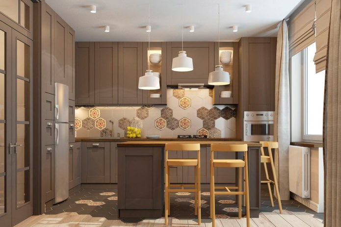 kitchen in brown tones in a Scandinavian style kitchen in brown tones in a Scandinavian style