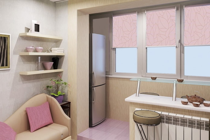 refrigerator on the balcony in the interior of the kitchen refrigerator on the balcony in the interior of the kitchen