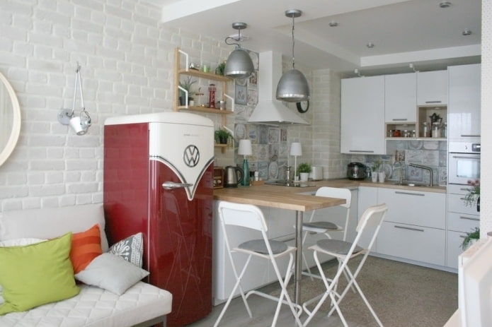 freestanding refrigerator in the interior of the kitchen freestanding refrigerator in the interior of the kitchen