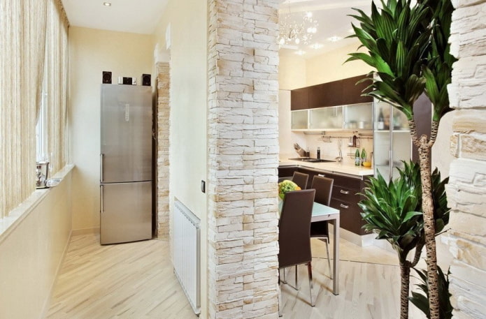 refrigerator on the balcony in the interior of the kitchen refrigerator on the balcony in the interior of the kitchen
