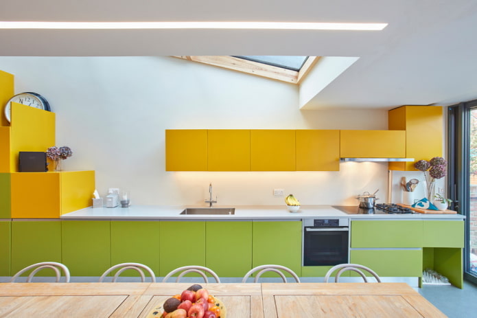 kitchen interior in yellow-green tones kitchen interior in yellow-green tones