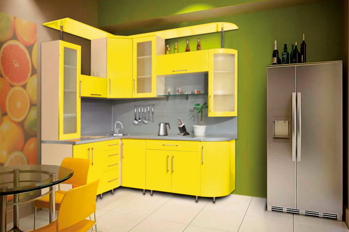 kitchen interior in yellow-green tones kitchen interior in yellow-green tones