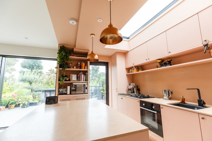 pink kitchen interior