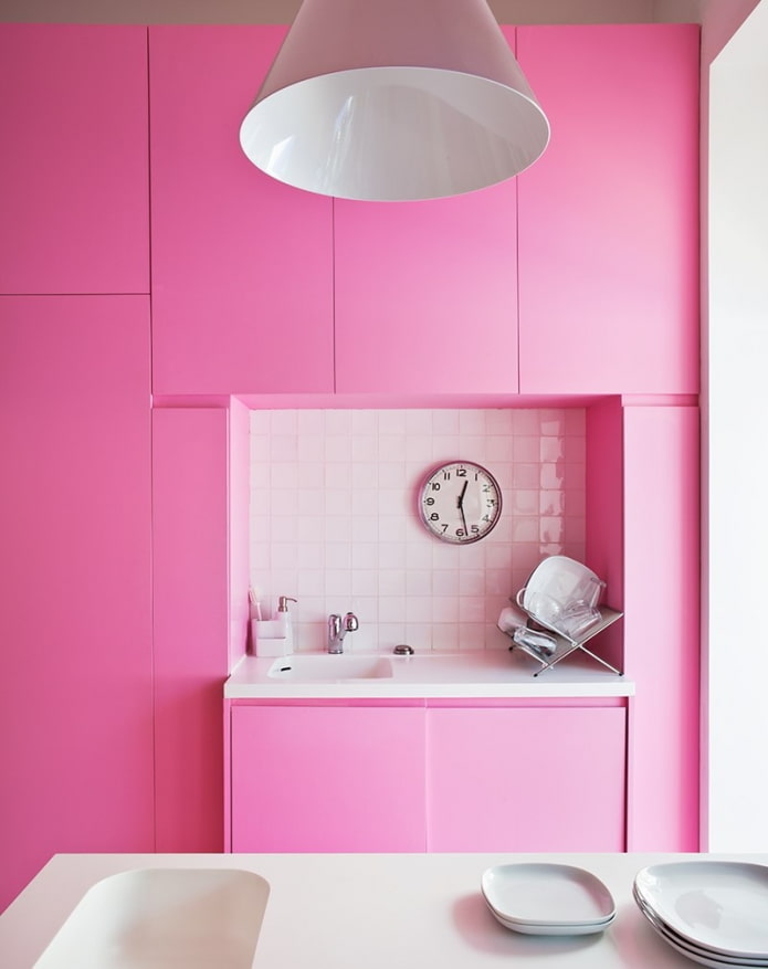 pink kitchen interior