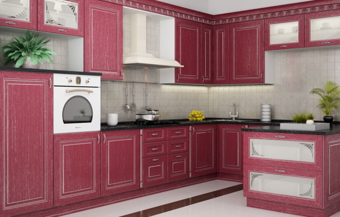 pink kitchen interior