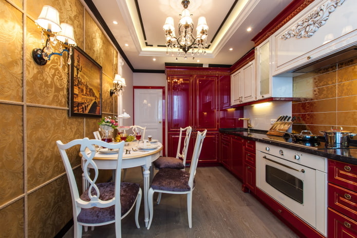 red kitchen interior in classic style red kitchen interior in classic style