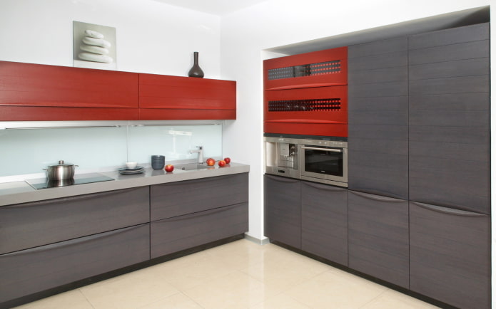 red kitchen interior in the style of minimalism red kitchen interior in the style of minimalism