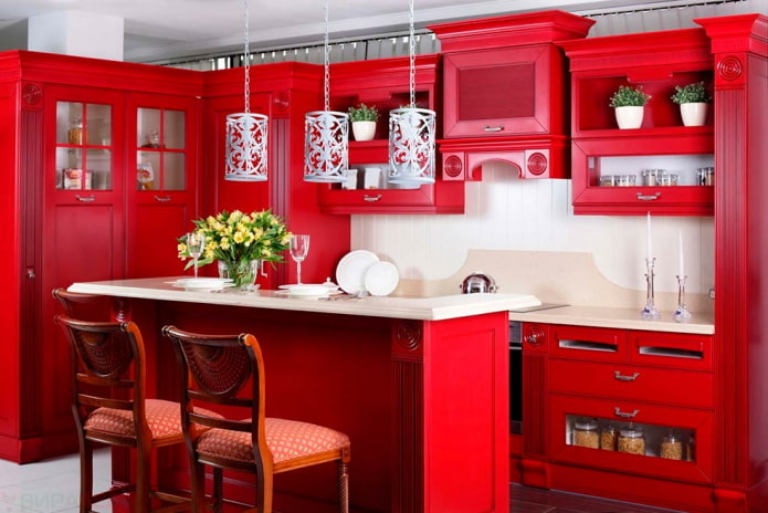 kitchen furnishings in red tones kitchen furnishings in red tones