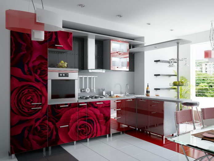 red kitchen interior in modern style red kitchen interior in modern style