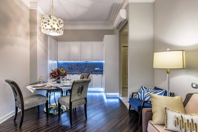 Lighting in the kitchen-living room Lighting in the kitchen-living room