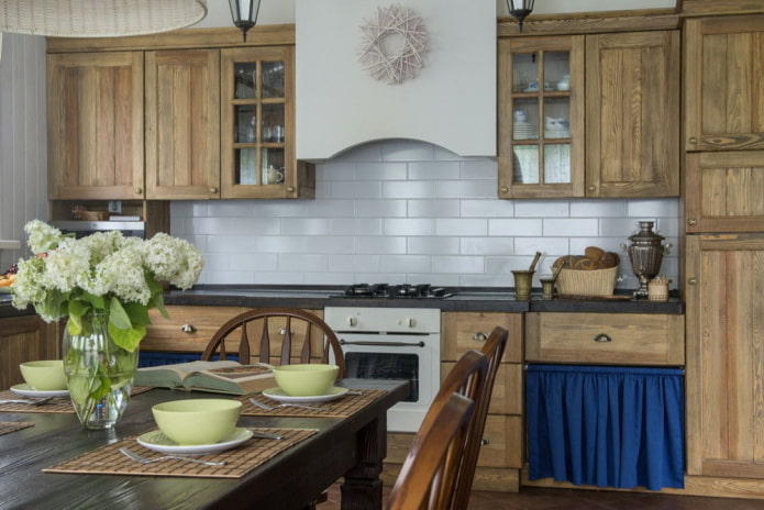 furniture in the interior of the kitchen in a rustic country style