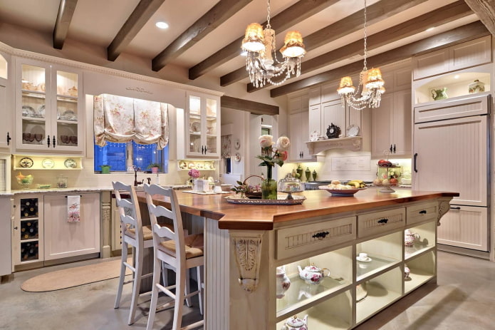 decor in the interior of the kitchen in Provencal style