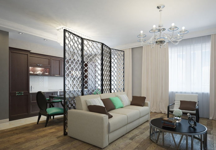 zoning of the kitchen-living room with an area of 20 squares zoning of the kitchen-living room with an area of 20 squares