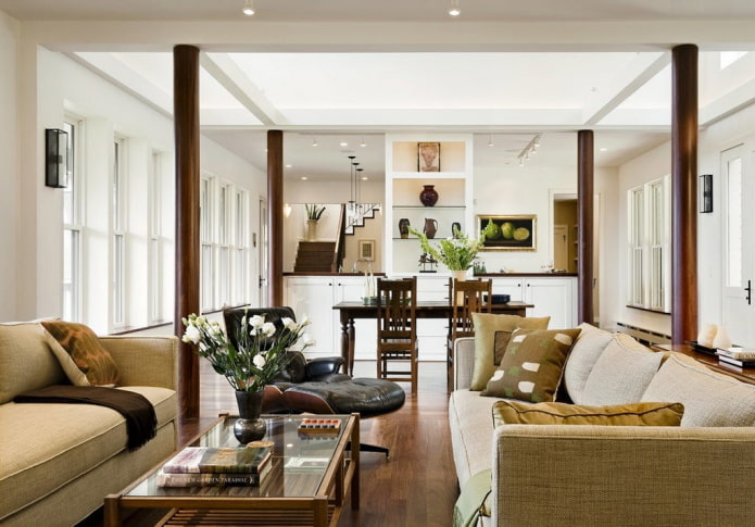 original version of zoning in the interior of the kitchen-living room